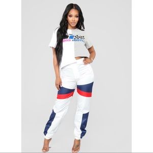 White, Blue, Red Nylon Fashion Pants | Size L